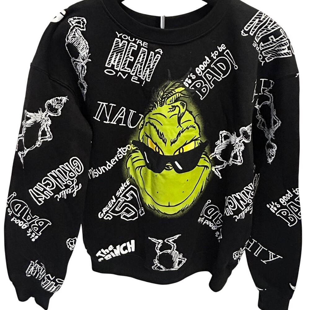 The Grinch sz Med Crewneck Christmas Sweatshirt Grinch wearing sunglasses